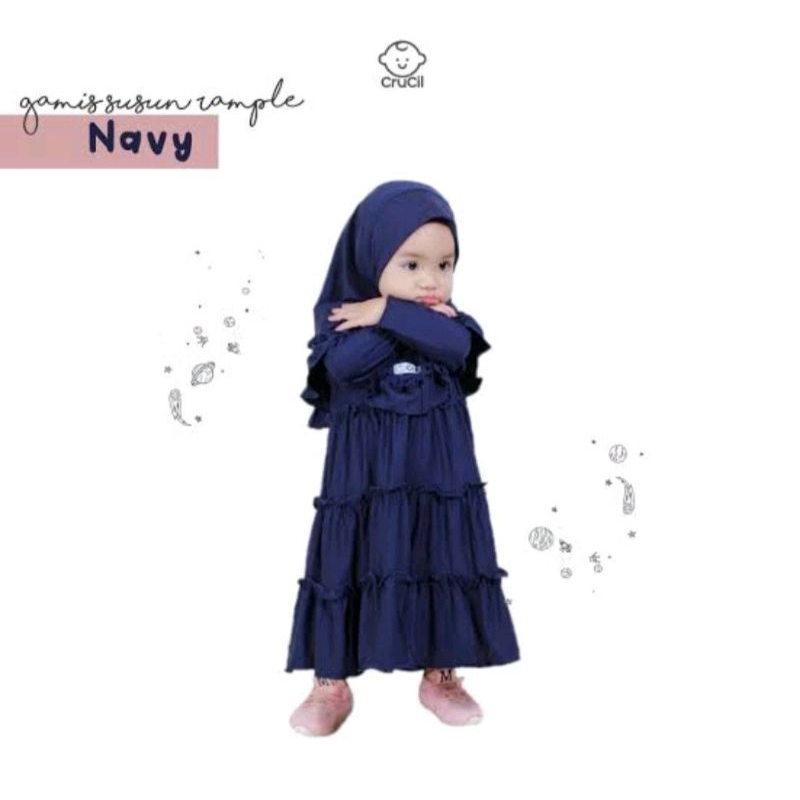 gamis anak Rempel Tiga Susun set krudung