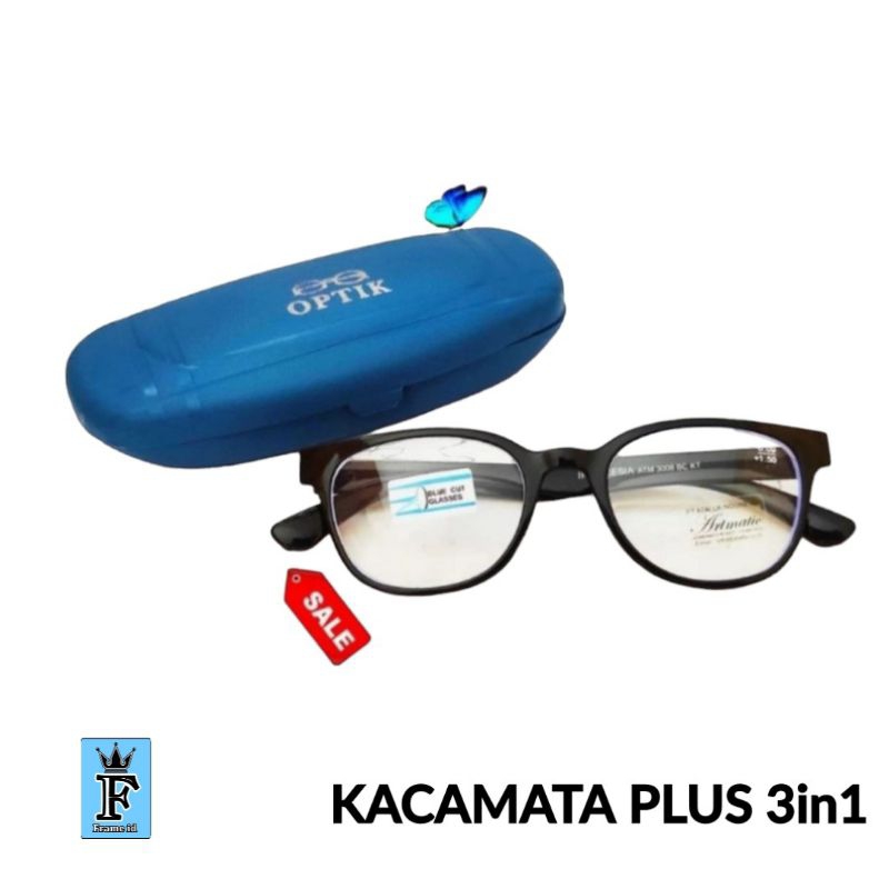 Kacamata Plus Baca dan Jalan / Kacamata Progresif 3in1 Double Fokus Pria dan Wanita