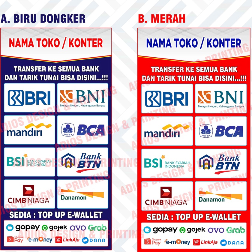 Diskon Spanduk Banner Agen Brilink Banner Spanduk Transfer Bank Ukuran Variasi