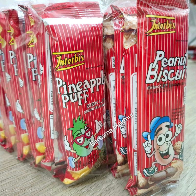 

Biskuit Peanut / Pineapple Biscuits Interbis (1 pack isi 10 bks)