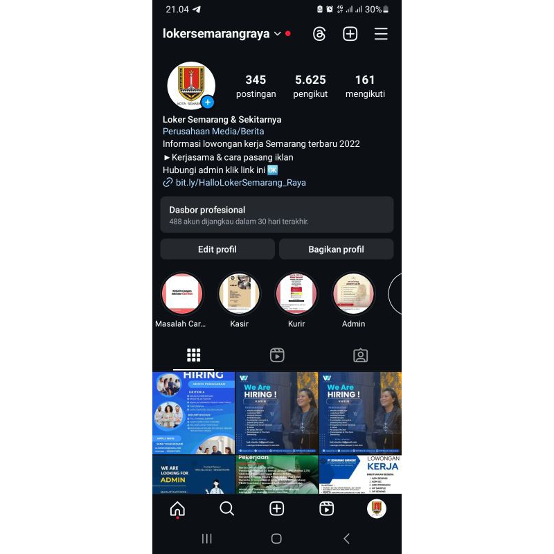 Akun instagram aktif