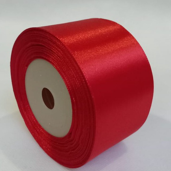 

KI3 Pita satin merah cabe 2 inch 5 cm Per roll