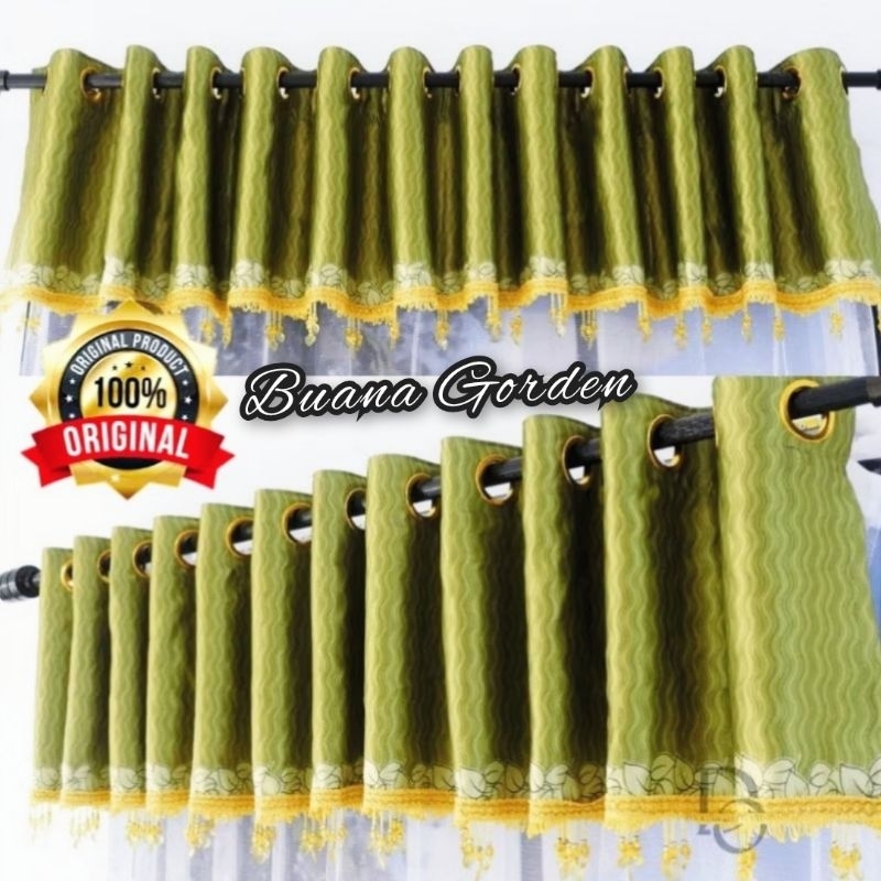 Gorden Poni Blackout Import Printing Minimalis Rumbai Kristal Mewah Hijau Ungu Abu Model Smockering 