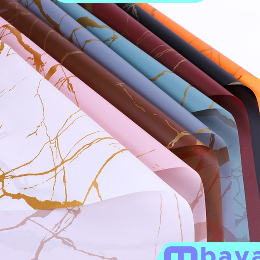 

KP8 2 LEMBAR Kertas Buket Gold Marble Marmer Cellophane Flower Wrapping Paper Florist KB2