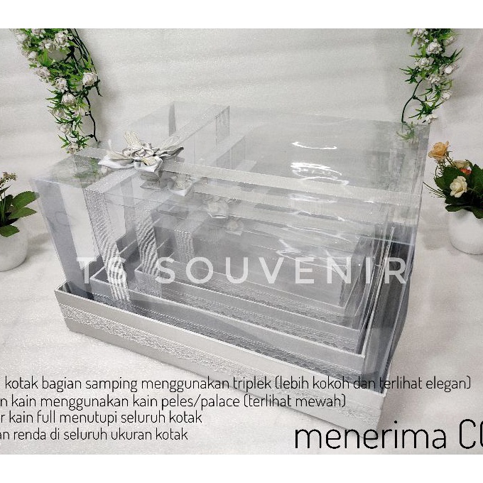 

KF7 box hantaran kotak seserahan pernikahan tutup full mika model list renda air 1 set