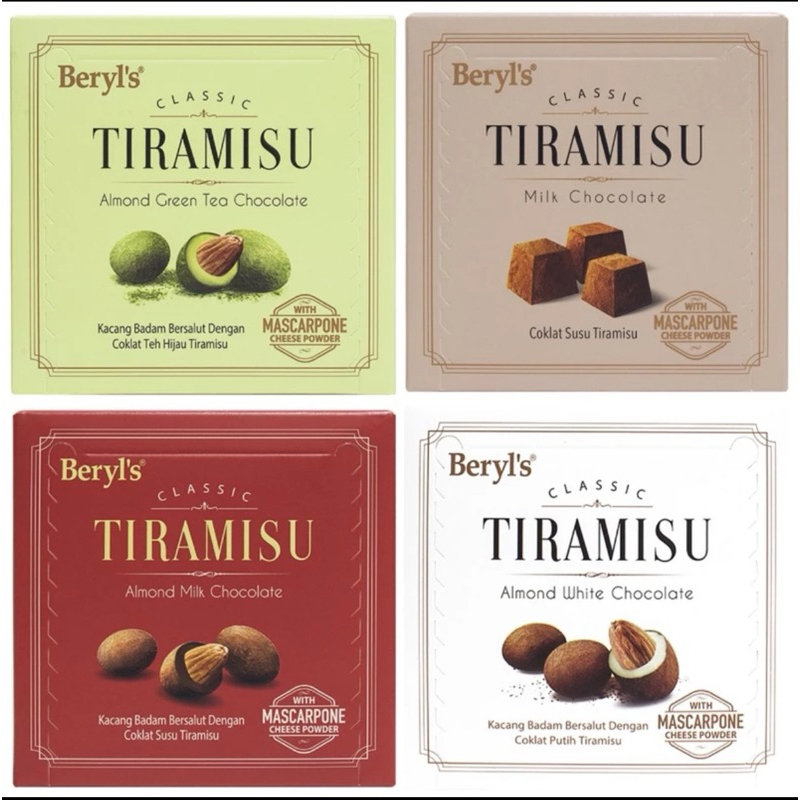 

BERYLS TIRAMISU ALMOND GREEN TEA, MILK CHOCO, ALMOND MILK, ALMOND WHITE 65 gr