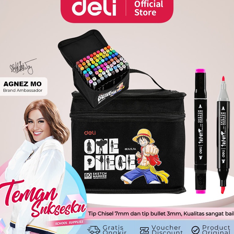 

KODE G8Q Deli One Piece Sketch Marker Spidol Sketsa One Piece Double Dual Tip 3 6 8 Warna Alcohol Based Warna Cerah EC18X