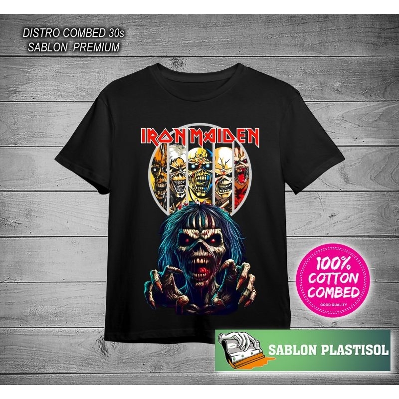 t-shirt terbaru kaos iron maiden combed premium sablon plastisol original