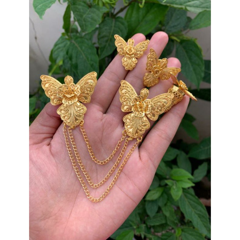 KODE O1Y7 bros alpaka bali set kebaya motif kancing kupu2 mawar