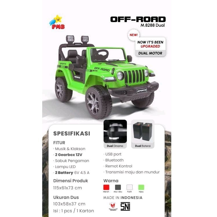 MOBIL AKI MAINAN ANAK JEEP OFFROAD PMB M8288 DUAL M8288 DUAL M 8288 DUAL 8288 EVA 8288 EVA