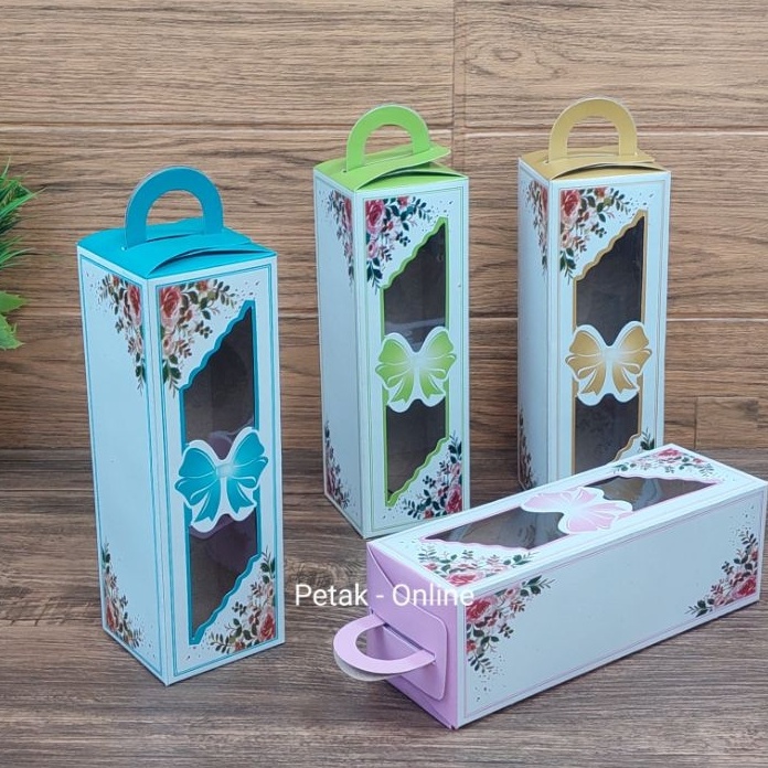 

HJ6 25 Pcs Box Kemasan Botol 65x2 cm Box Tenteng Motif Bunga