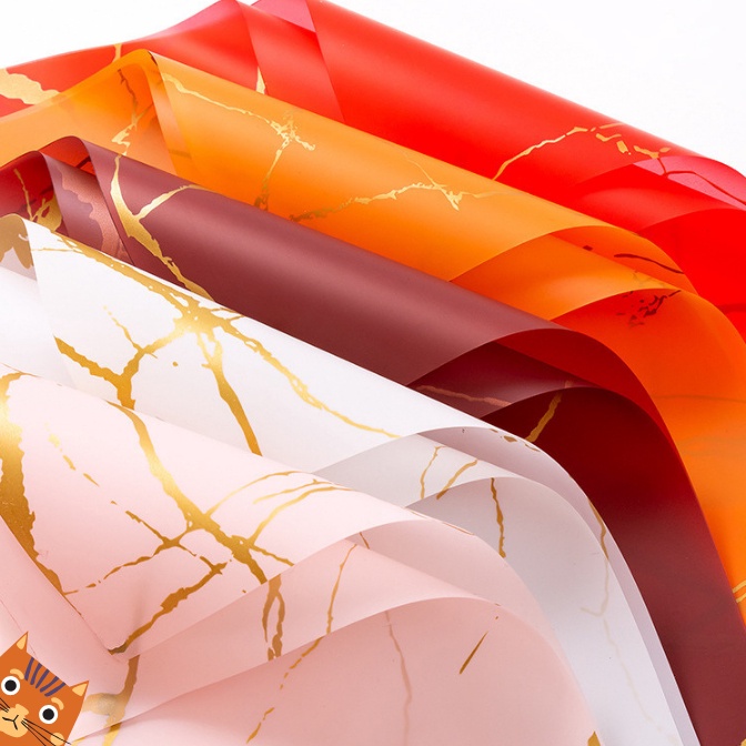 

HJ6 2 LEMBAR Kertas Buket Marble Gold Flower Wrapping Paper Golden Marble Cellophane 636