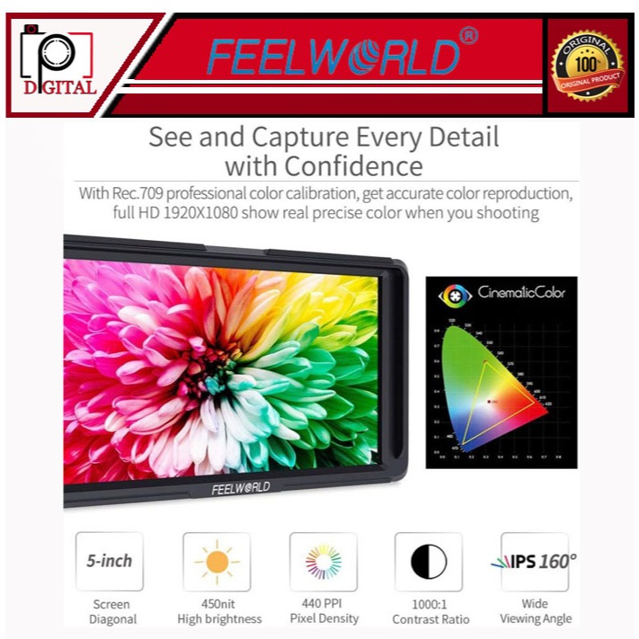 FEELWORLD F5 5 INCH 4K HDMI CAMERA Field Monitor FHD 1920x108