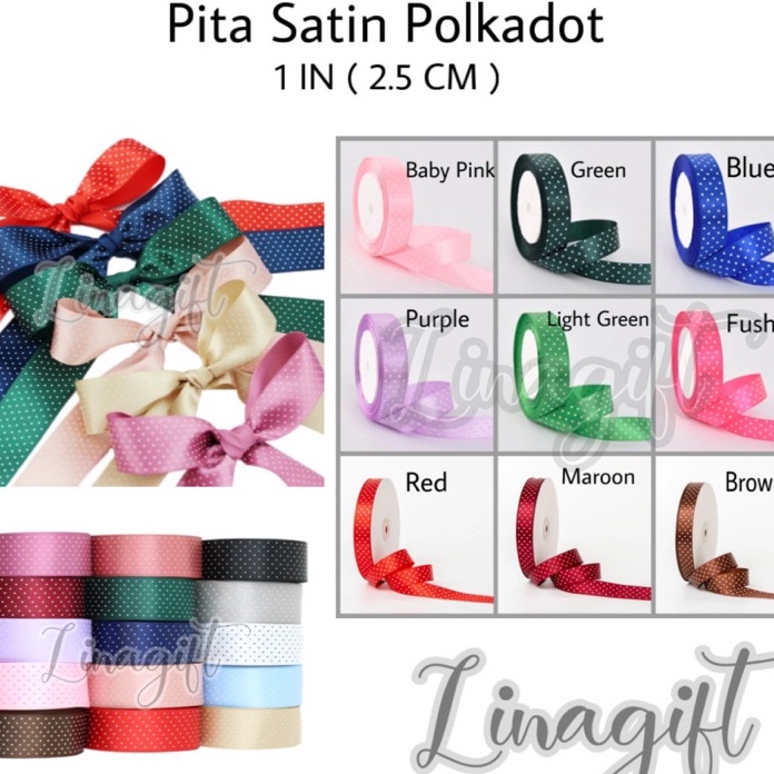 

Terkini Rol 2 Yard PITA SATIN POLKADOT 1 IN 25 CM GIFT RIBBON SATEEN 25MM