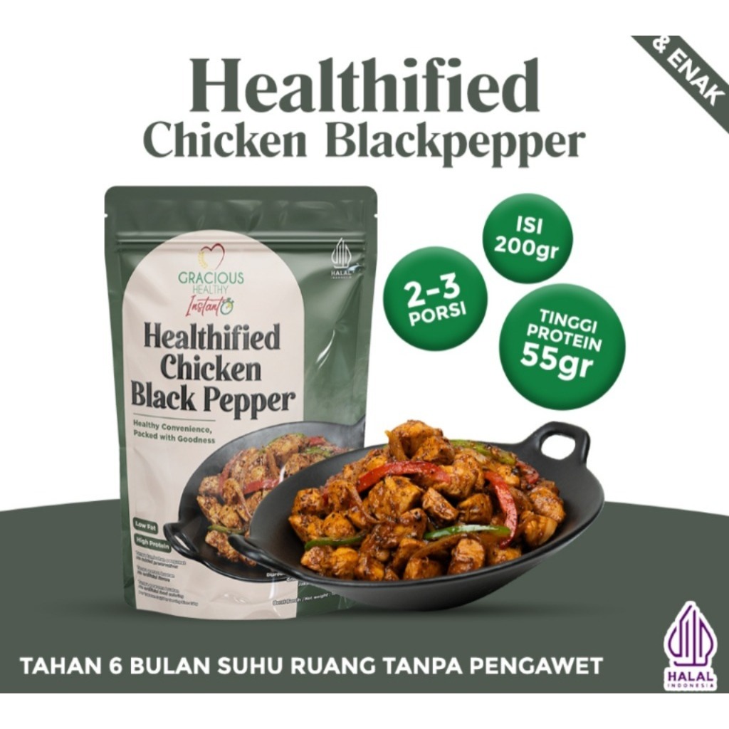 

Chicken Black Pepper - Tinggi Protein 55gr (Makanan Sehat Instant Tanpa Pengawet)