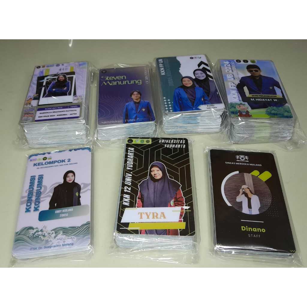 

Kartu KKN Mahasiswa, KTA, Kartu Pelajar, Kartu Parkir Bahan PVC Anti Luntur dan Anti Air Bisa Satuan