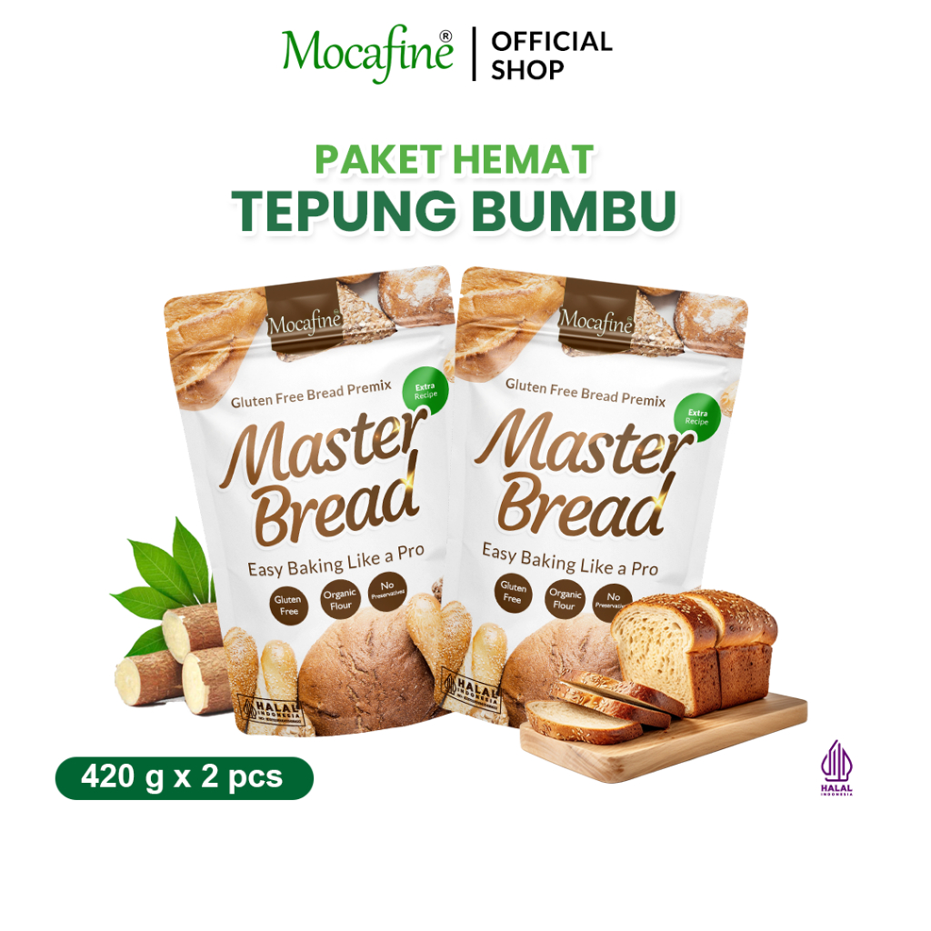 

[Paket Hemat] MOCAFINE Gluten Free Bread Flour Master Bread - Gluten Free - Halal - 2 pcs - 420 gr