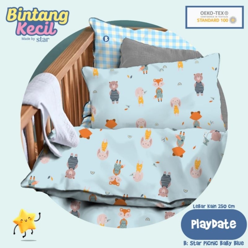 DREAMLAND | Playdate | Kain Ecer Katun Korea / CVC Bintang Kecil by Star per 0.5 meter  | kain sprei