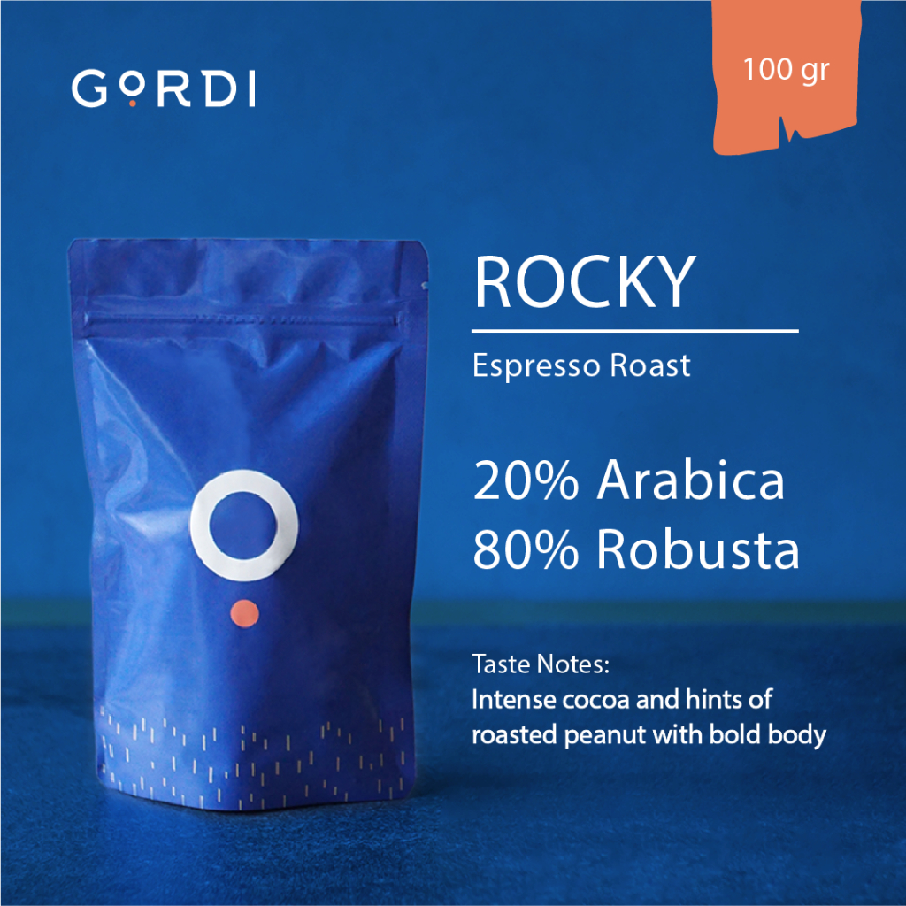 

Gordi Espresso Blend Arabica mix Robusta Beans Biji Kopi Rocky - 100gr