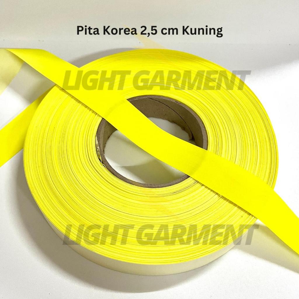 Pita Scotlight Kain Korea KUNING 2,5 CM isi 1 meter / Kain Scotchlite Reflektor Reflektif Skotlet Sc
