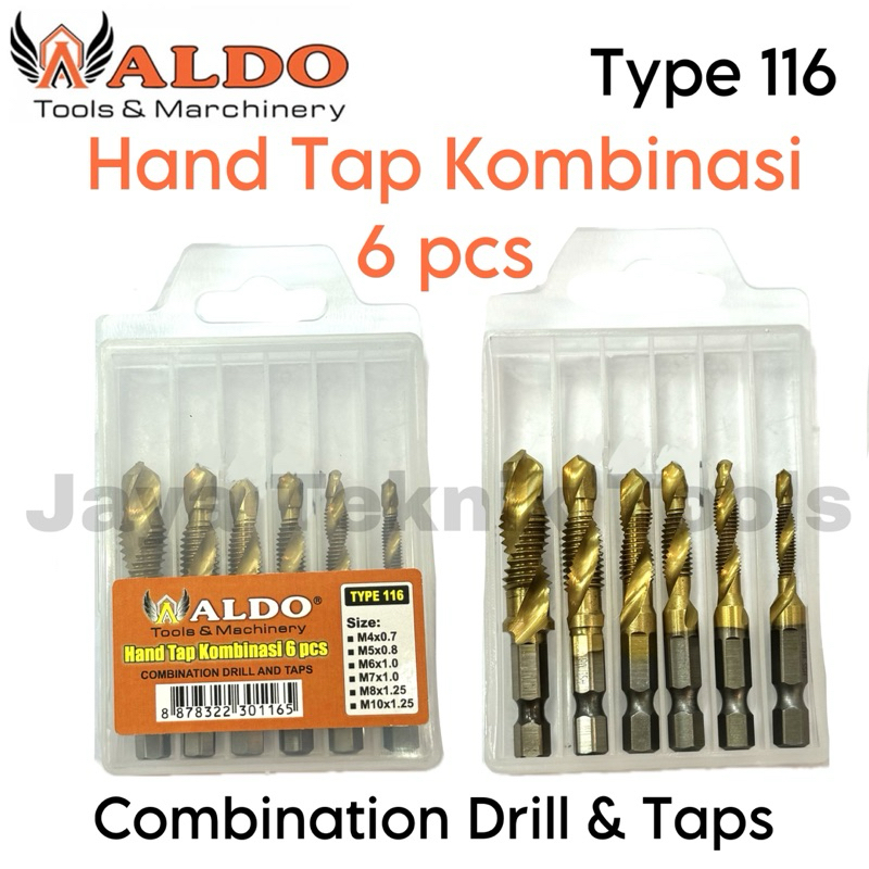 Hand Tap Kombinasi 6 pcs ALDO Set Combination Drill Tap 116 Kuning