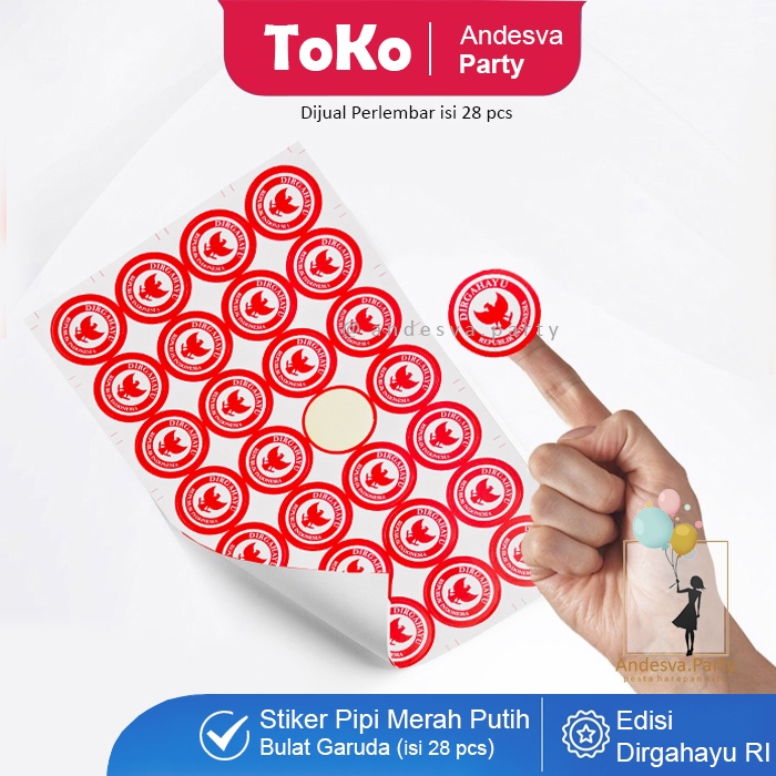 

( isi 35 ) Stiker pipi motif garuda Bulat /stiker pipi bendera merah putih garuda