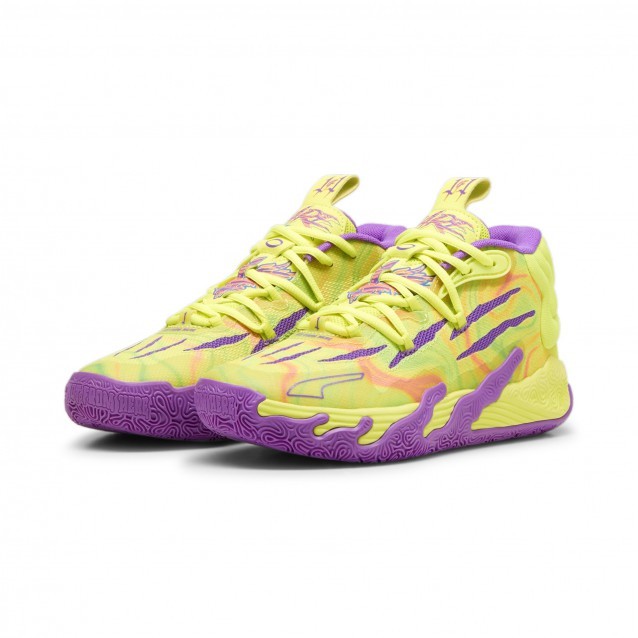 Sepatu Puma Basket MB.03 Spark JR Safety Yellow-Purple Glim 379931 01