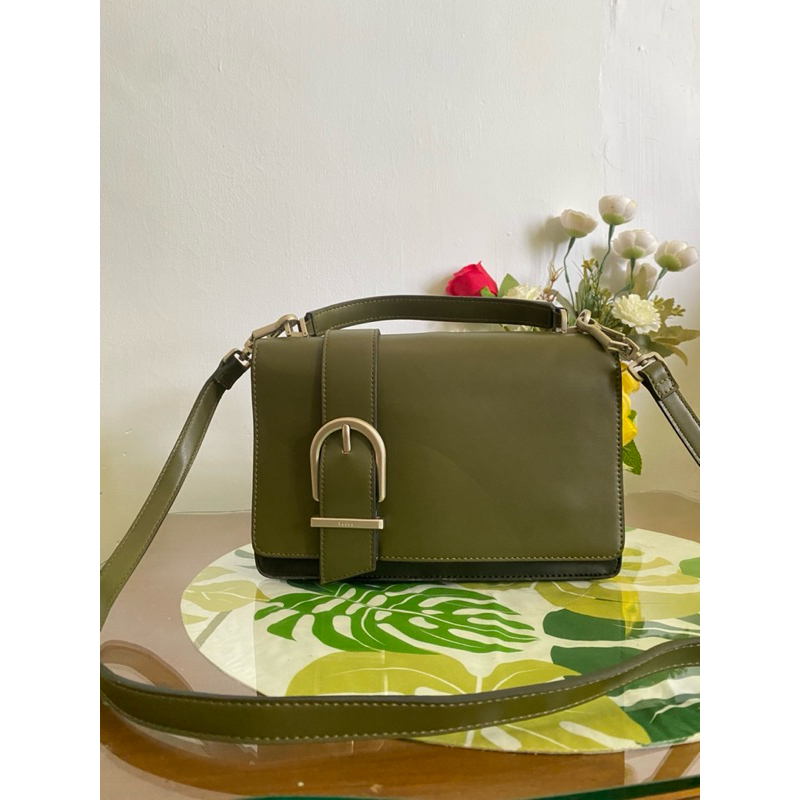 tas selempang wanita original pedro hijau army preloved