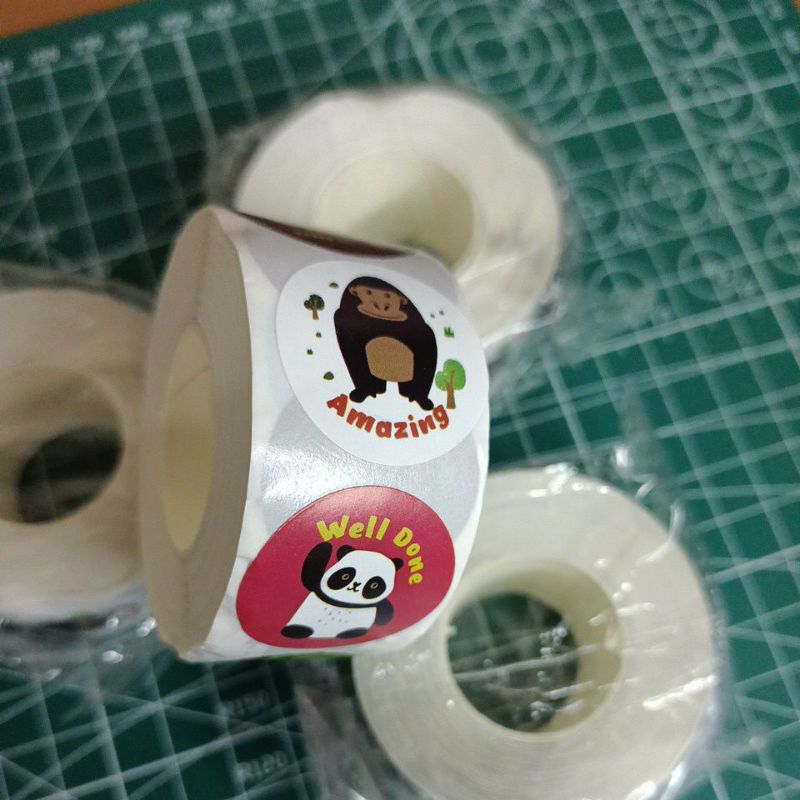 

(500 pcs) sticker reward Tema animal sticker roll diy