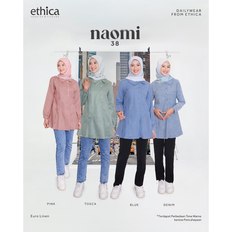 BLOUSE KEMEJA WANITA ETHUCA NAOMI 38 PINK, TOSCA, BLUE, DENIM / OUTFIT REMAJA / OOTD TERBARU / OUTFI