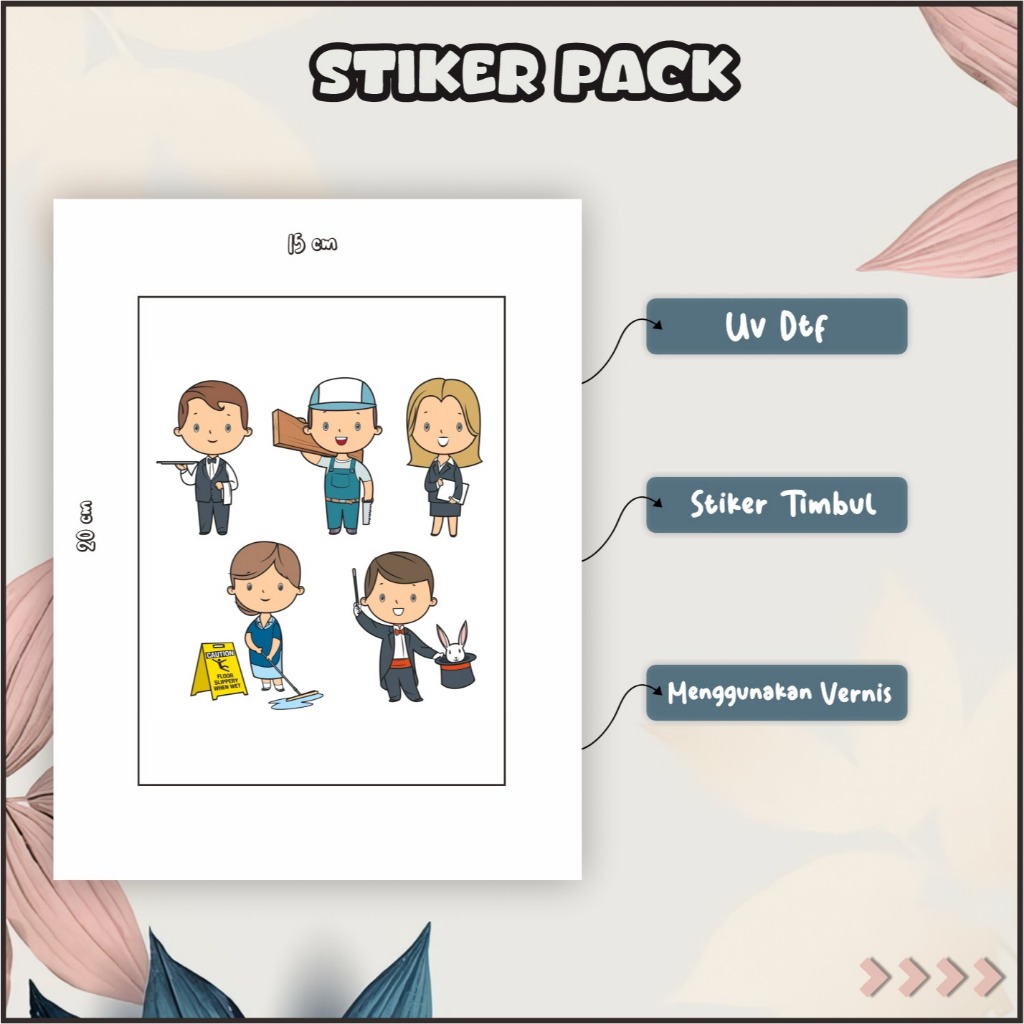 

Stiker Sticker Setiker Setikker Tumbler Pack UV DTF Motif Karakterr Kartun Profesi P58