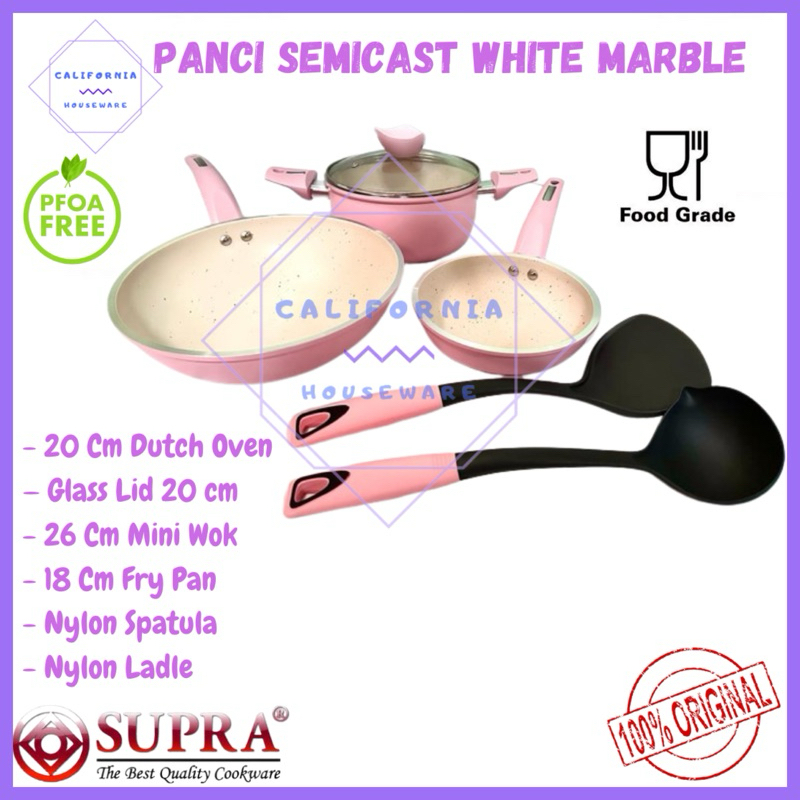 Panci Supra 6Pcs Semicast Marble / Panci 6Pcs Aluminium Marble / Supra 6Pcs Cookware Set