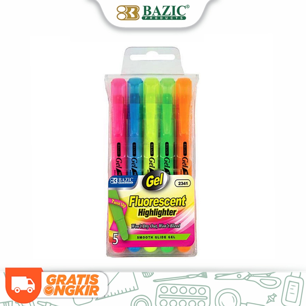 

Bazic 5 Fluorescent Gel Highlighter Stabilo Isi 5 Warna KODE T9G6