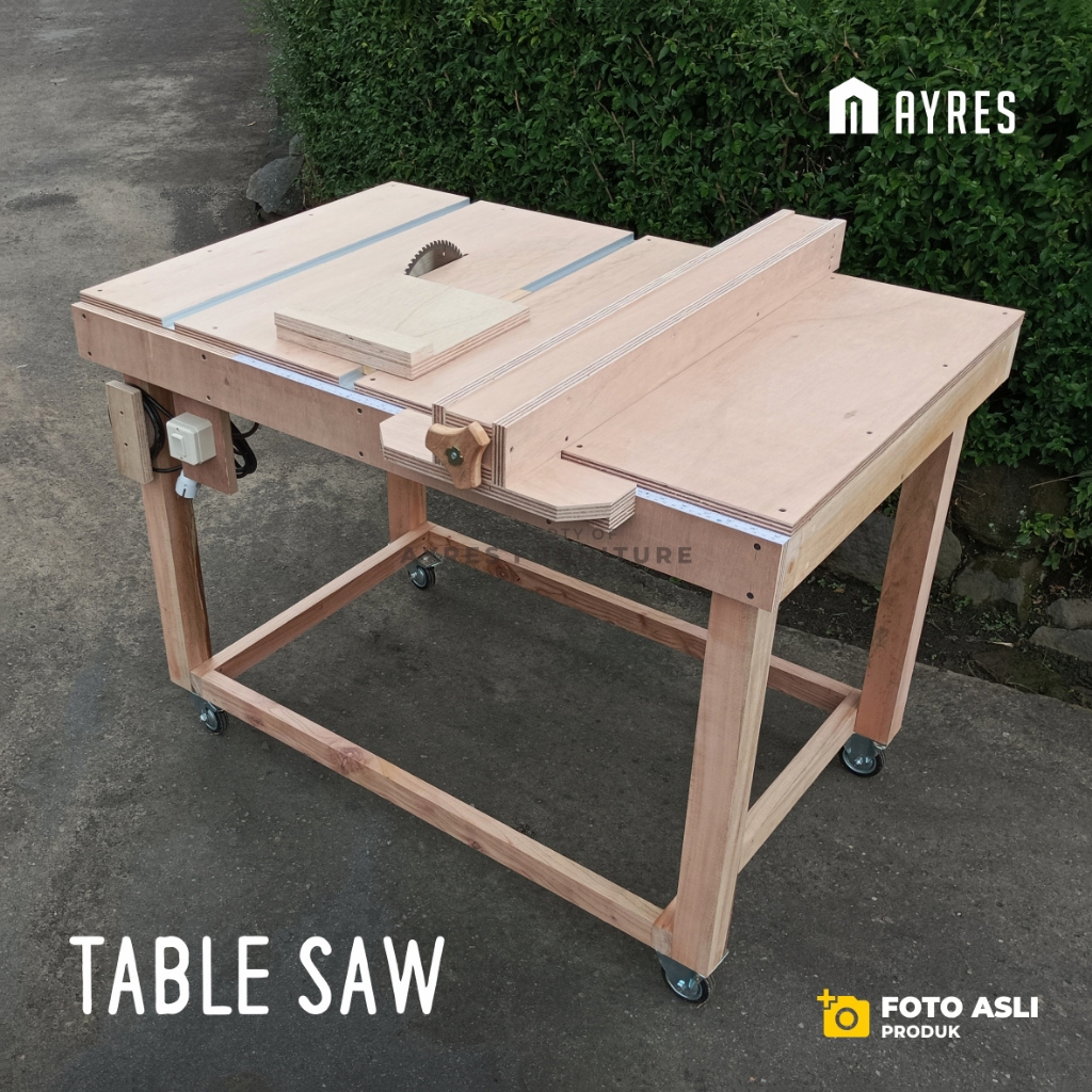 Meja potong kayu / Table saw dari Circular Saw Rakitan Plywood