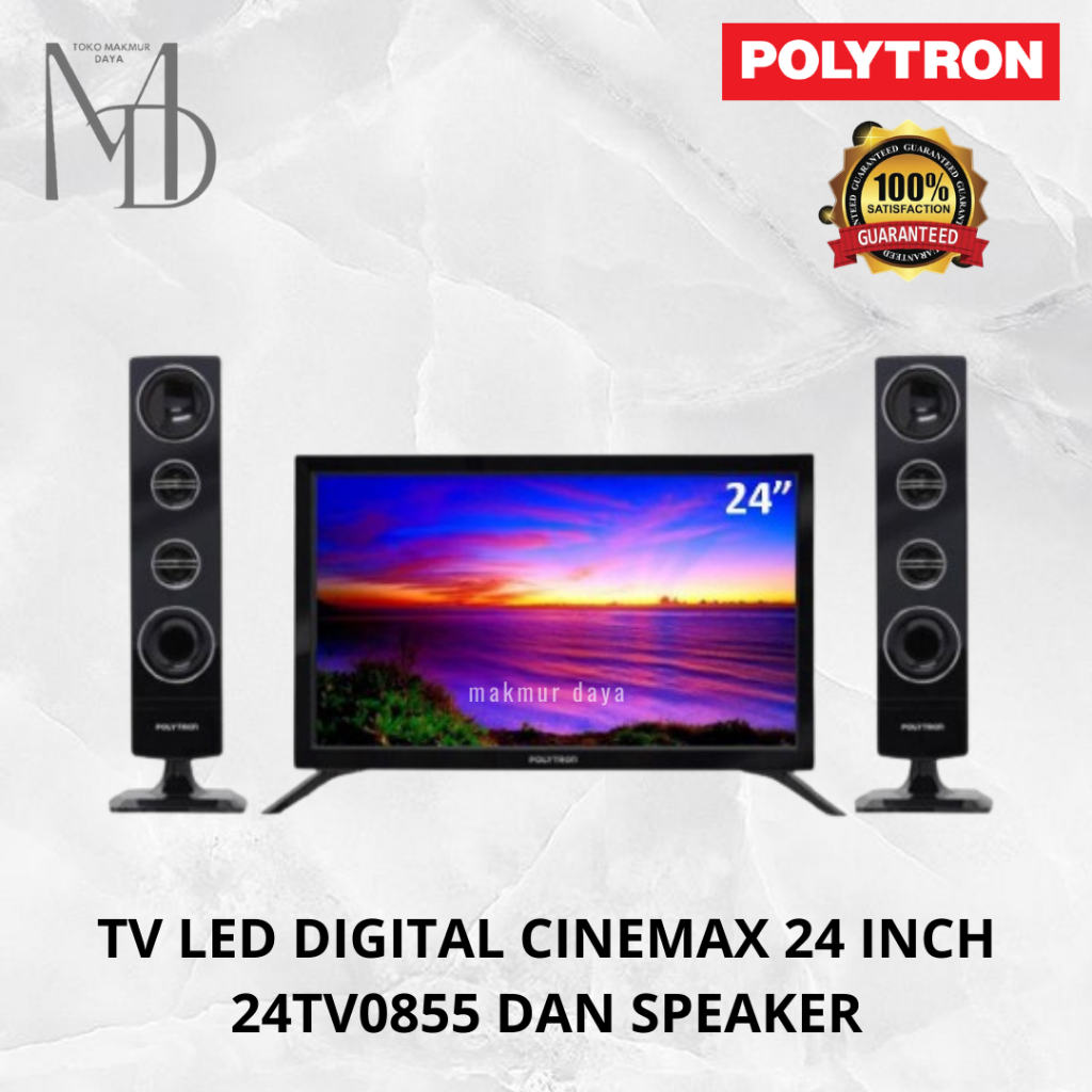 Polytron TV LED Digital 32 Inch PLD32TV1855 / PLD 32TV1855 / PLD-32TV1855 Dan Speaker Tower 32TV
