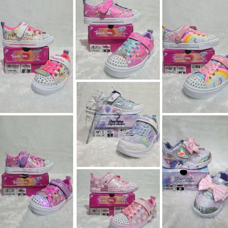 KODE W17W BNIB Sepatu Lampu Anak Bayi Perempuan Skechers Kids S Lights Ori Sport Station