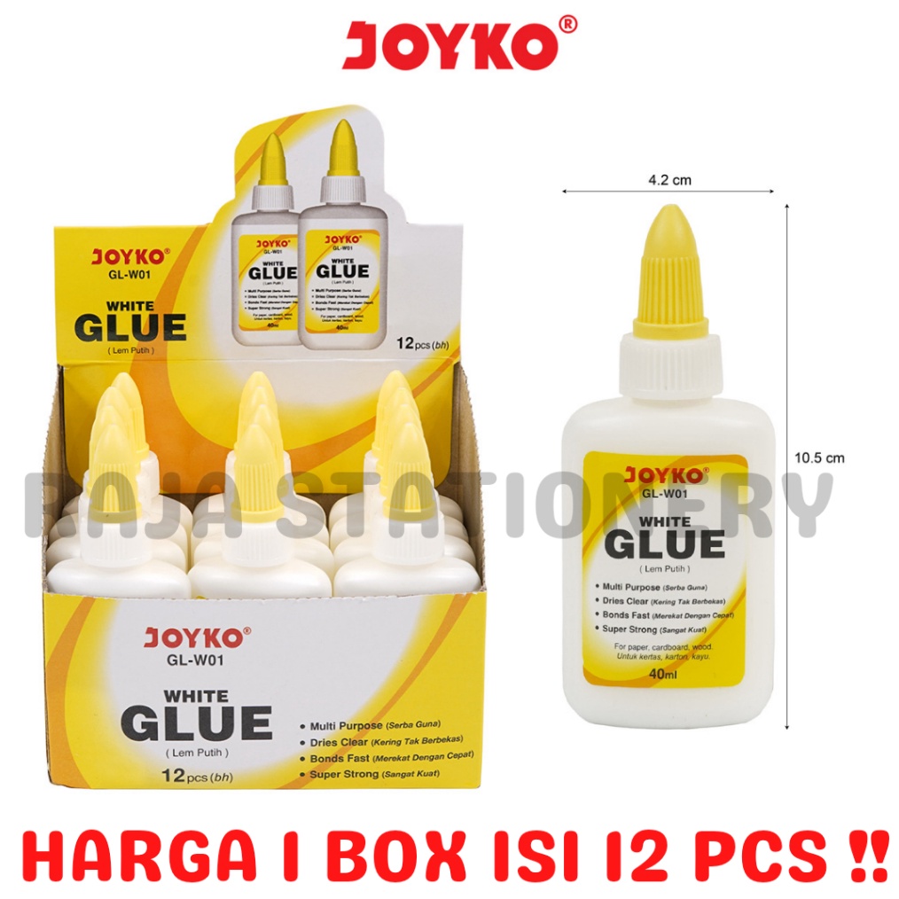 

KODE G2T6 JOYKO WHITE GLUE 4ML LEM CAIR JOYKO PUTIH PRAKARYA ANAK SEKOLAH GLW1 LUSIN 12PCS
