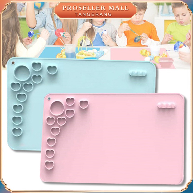 

Art Mat Warna Biru Dan Merah Jambu Silicone Painting Mat Dengan Cangkir Air Dan Tempat Cat n S7B6