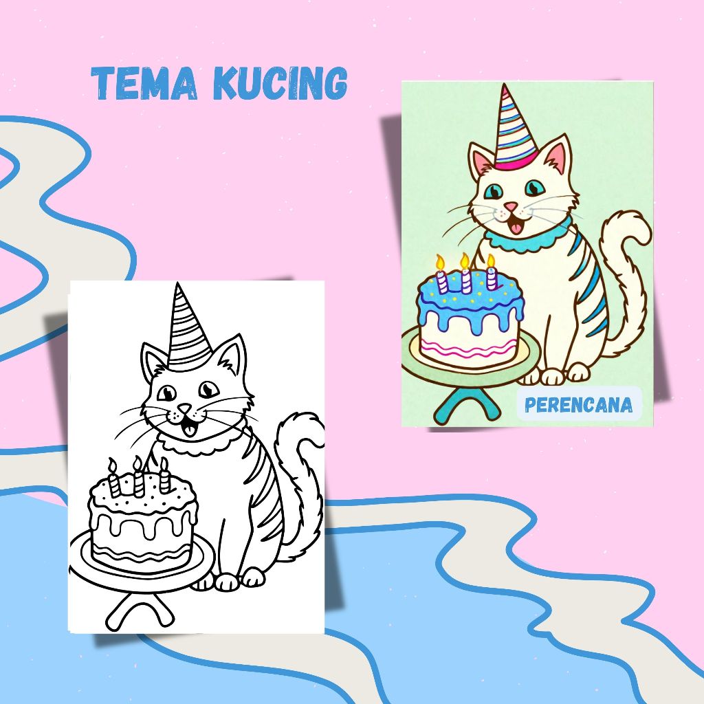 

Kertas Mewarnai 60 Lembar A4 Animal Series Seri Binatang kucing Coloring Book Paper for Kids