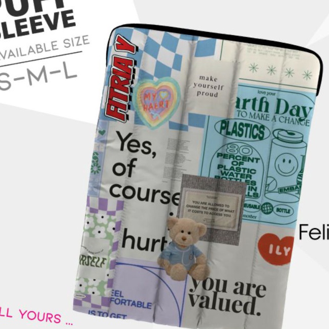 KF7 PUFFY LAPTOP SLEEVE  PUFFY LAPTOP  PUFFY BAG  POUCH LAPTOP