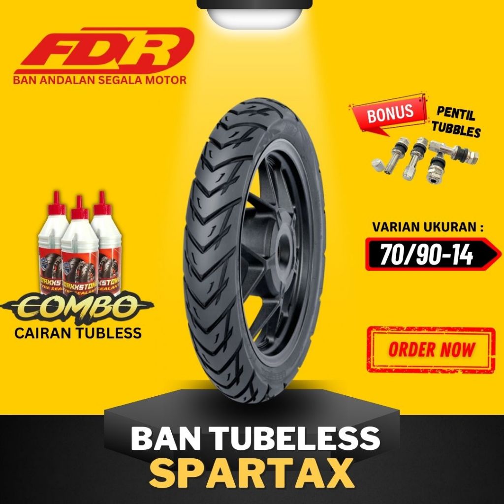 [READY COD] BAN FDR SPARTAX TUBELESS RING 14 ( 70/90-14 ) / BAN FDR TUBELESS RING 14 / BAN FDR SPART