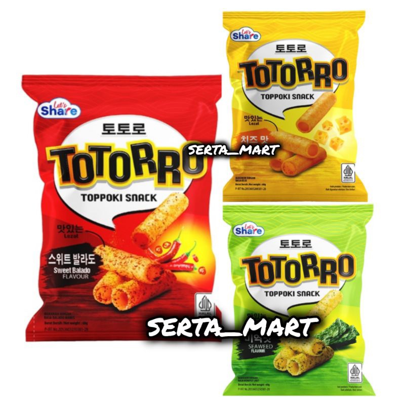 

Totorro Toppoki Snack 60gr - Totoro Topoki camilan Balado / Seaweed / Cheezy