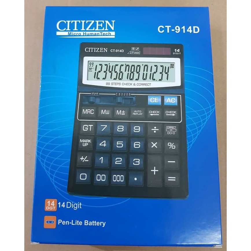 

Kalkulator CITIZEN 14 Digit CT914D Ukuran Jumbo 914 a TK9