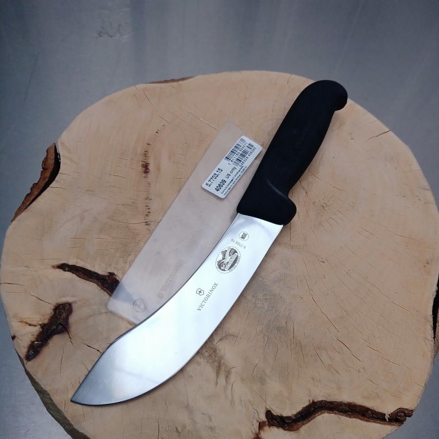 VICTORINOX Pisau Seset Kulit 15 cm Skinning Knife 5.7703.15 Jerman Type Black Fibrox Handle Original