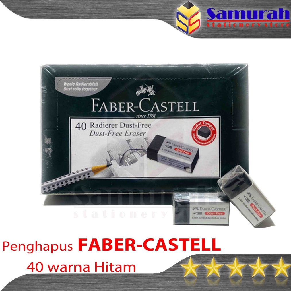 

Penghapus Pensil FaberCastell Hitam Kecil 1 Box isi 4 pcs Black Stip Eraser Dust Free Hapusan Faber Castell Warna Hitam Pendek r T8P8