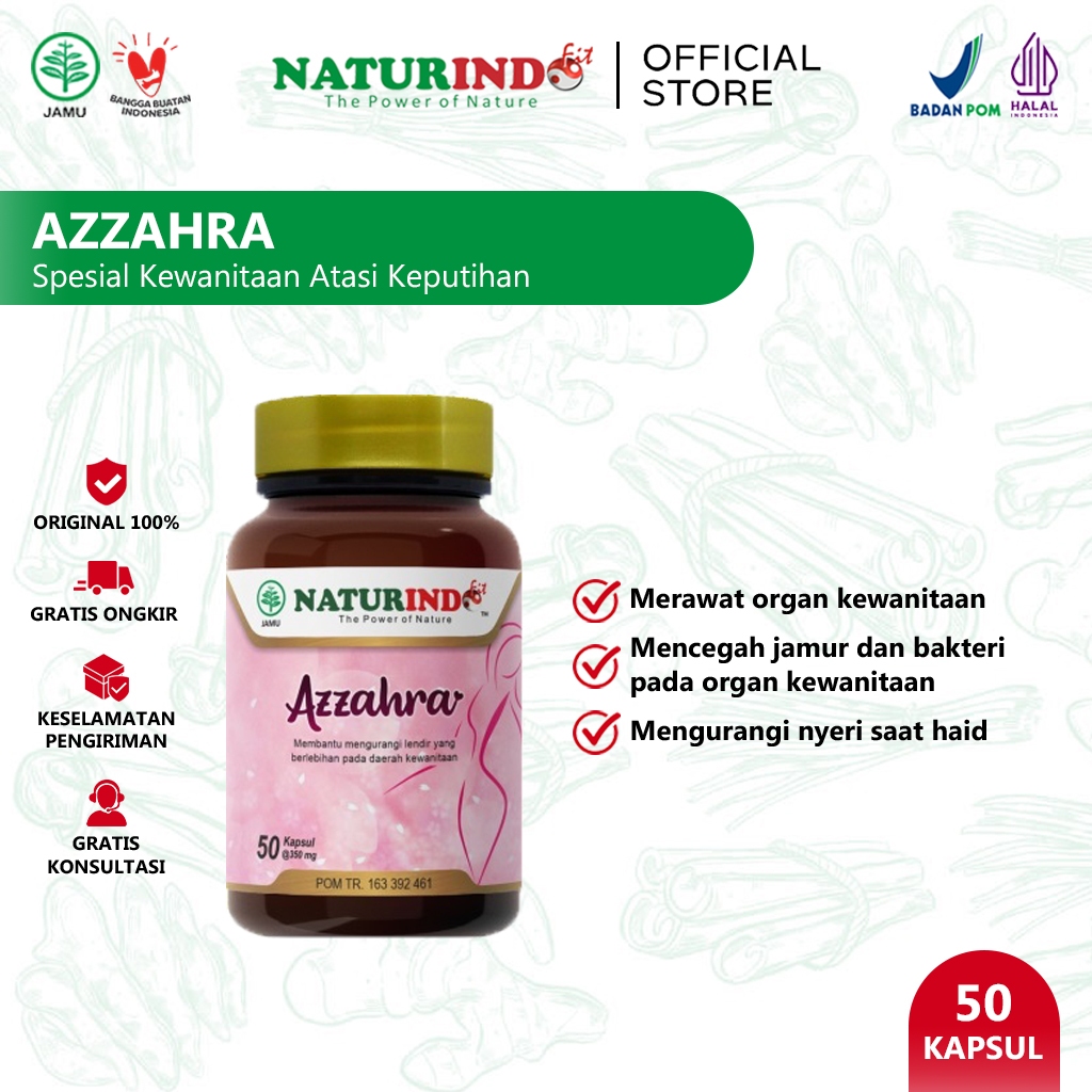 NATURINDO FIT - Obat Herbal AZZAHRA (Spesial Kewanitaan Atasi Keputihan, Menstruasi, dan Jerawat)