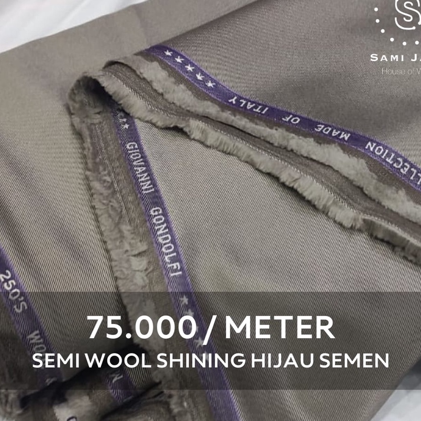 Ekstra Kain Bahan Jas  Celana Wedding Semi Wool Shining warna HIJAU SEMEN
