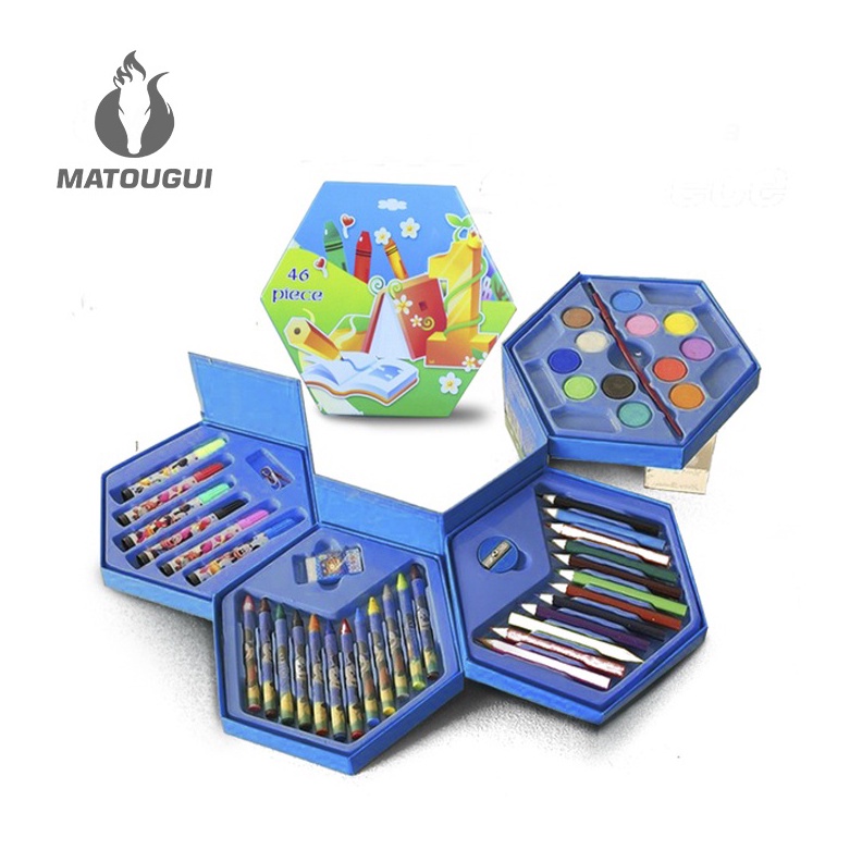 

KODE S5Q2 MATOUGUI Crayon Set Susun 4 Pensil Warna isi 46 pcs Cat Air Lukis Alat Gambar Murah CBTZ