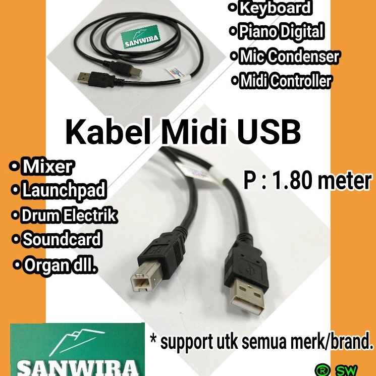 KODE C53P Kabel Midi USB  organ  piano  keyboard  piano digital  mixer  laundhpad  drum electrik  so