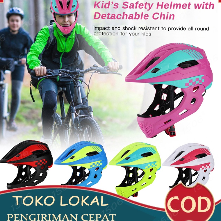 KODE B24E Stok Tersedia TOMSHOO Helm Sepeda Anak Full Face Helm Keselamatan Berkendara Anak Helm Sep